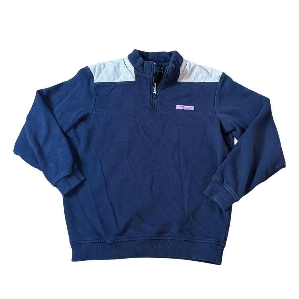 Vineyard Vines Quarter Zip Pullover Mens Navy Blue Preppy Contrast SIZE Small